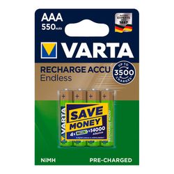 Bateria recarregável varta accu infinita aaa lr03 550mah pack 4 unidades