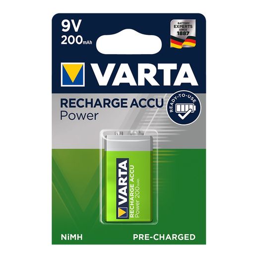 Bateria recarregável varta accu power 9v 200mah blister 1ud
