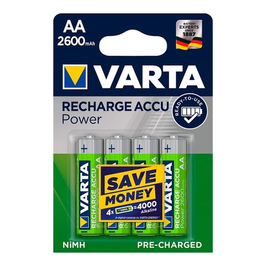 Bateria recarregável varta accu power aa lr06 2600mah pack 4uni