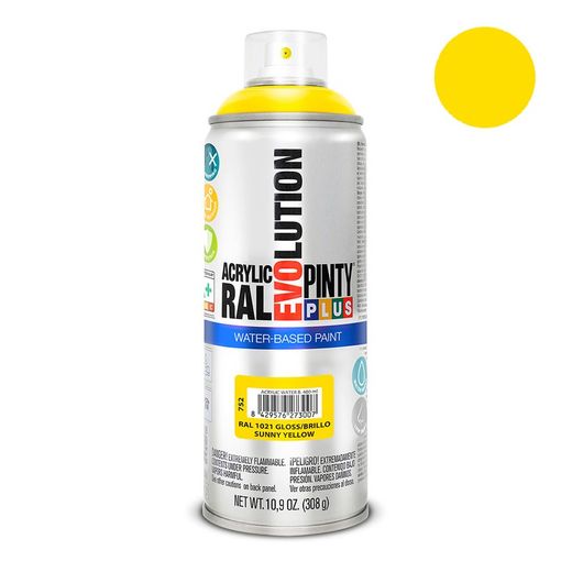 Tinta spray à base de água Pintyplus Evolution 520cc Ral 1021 Colza Amarelo