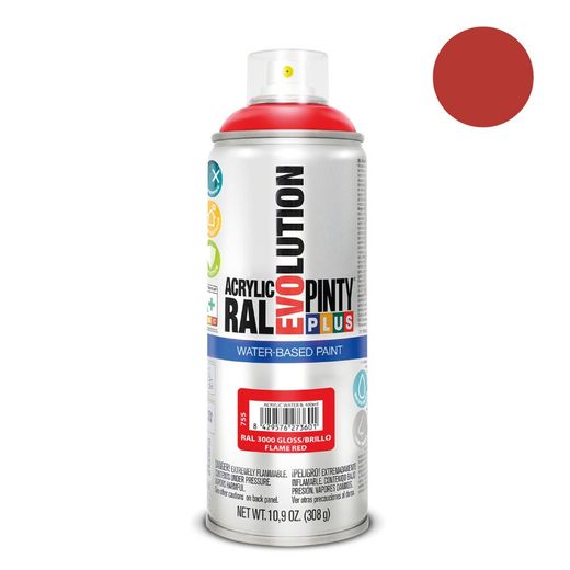 Tinta spray à base de água Pintyplus Evolution 520cc Ral 3000 Vermelho Brilhante