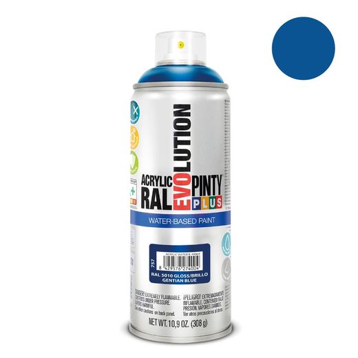 Pintyplus Evolution Peinture en Spray à Base d'Eau 520cc Ral 5010 Bleu Genziana