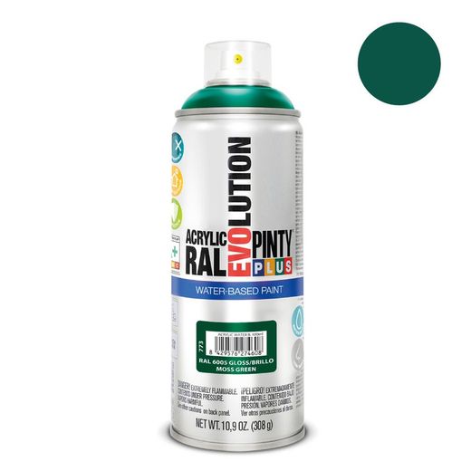 Pintyplus Evolution Peinture en aérosol à base d'eau 520 cc Ral 6005 Vert mousse