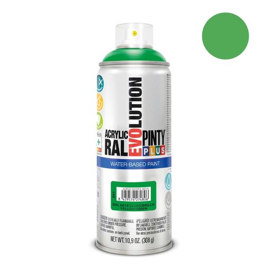 Tinta spray à base de água Pintyplus Evolution 520cc Ral 6018 Verde Amarelado