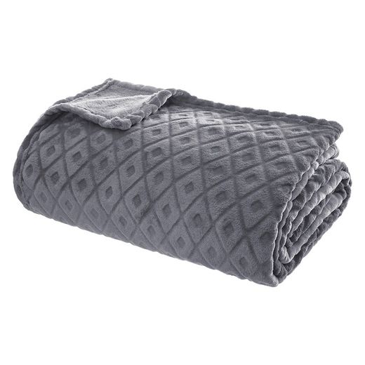 Plaid/Couverture 230x180cm Modèle 'Winter Rhombus' Couleur Gris