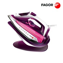 Ferro 2 em 1 sem fio com base 2600w rosa Fagor 16x32,5x26,5cm