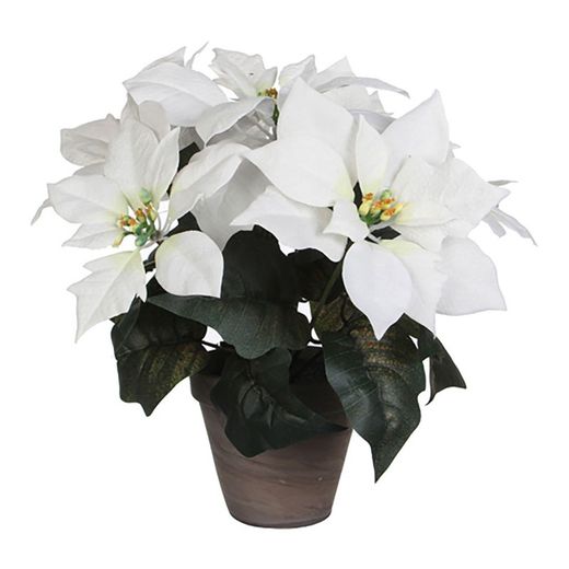 Planta-Poinsétia Artificial Branca de Páscoa 27x35cm