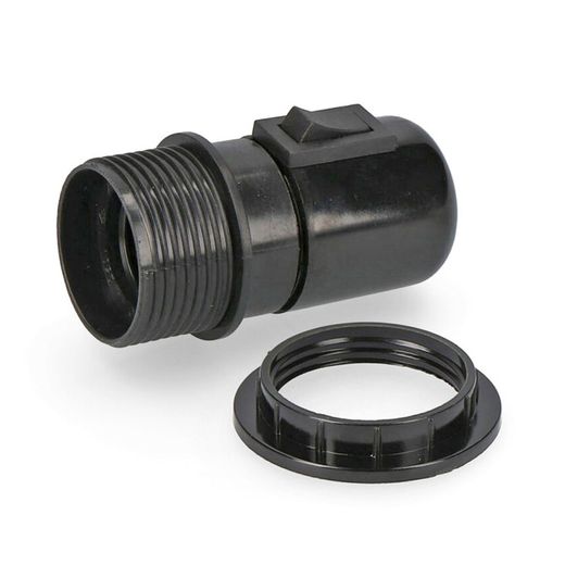Porta-lâmpada e-27 preto com interruptor embalado + 44035