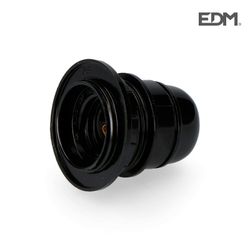 Portalamparas semiroscado e-27 homologado + arandela retractilado negro edm