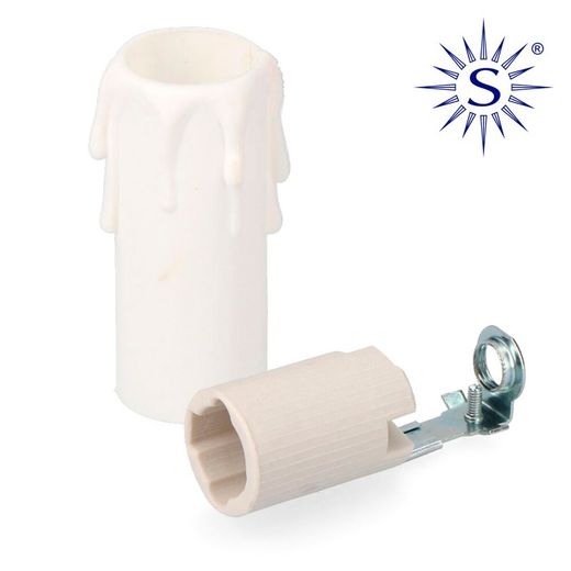 Porta-lâmpada + vela curta de porcelana embalada 44120