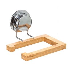 Porta-rolo higiênico de bambu com ventosa