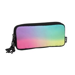 Estojo com 3 zíperes Sunset Series Preto-Lilás-Turquesa Milan