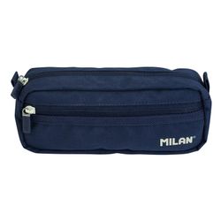 Estojo Retangular com 2 Zíperes Série 1918, Azul Marinho Milão