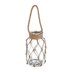 Castiçal Com Corda Ráfia 26x15,5cm