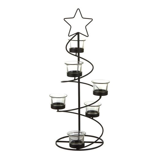 Portavelas navidad negro 31x12x68cm