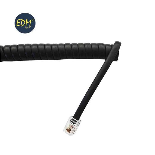 Ramal telefônico 2m 4 vias masculino-masculino mini preto encaracolado