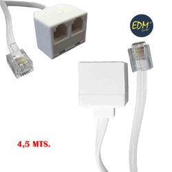 prolongacion telefonica 4,5m 4 vias macho-2 hembras edm