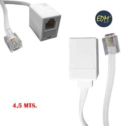 Rallonge téléphonique 4.5m 4 voies mâle-femelle edm