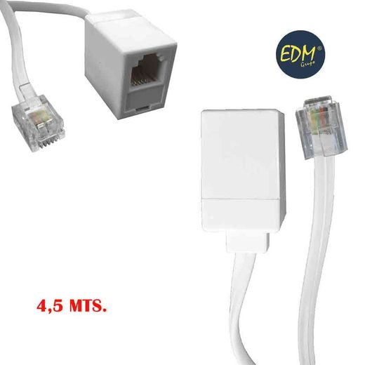 Rallonge téléphonique 4.5m 4 voies mâle-femelle edm