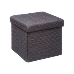 Pufe Com Armazenamento Coleção 'Outono' Cor Cinza 31x31x30cm