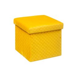 Pufe Com Armazenamento Coleção 'Outono' Cor Mostarda 31x31x30cm
