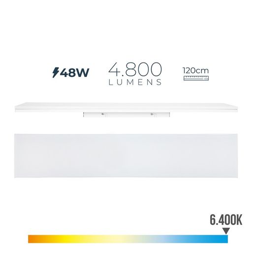 Tira conduzida 48w 6400k luz fria 4800lm 12x120x4.5cm Edm
