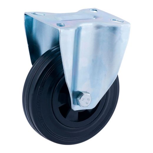 Roda Fixa Ø100mm (Roda) Borracha Preta Cr29468 Afo