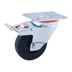 Rueda Giratoria Ø100mm (Rueda) Freno Goma Negra Caucho Cr29470 Afo