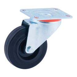 Roda Giratória Ø125mm (Roda) Borracha Preta Cr29472 Afo
