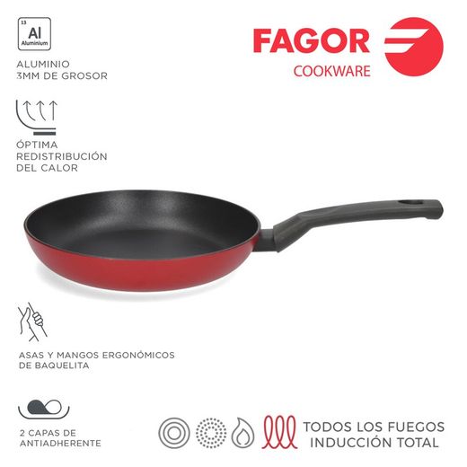 Poêle Elan 3 Rouge Ø20cm Aluminium Extra Épais 3mm Fagor