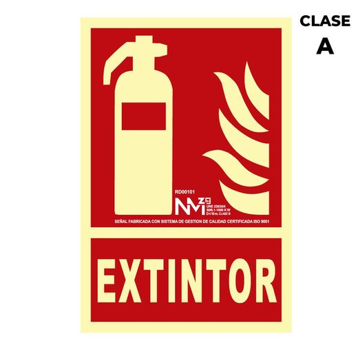 Placa de Extinção "Extintor" Classe A (Pcv 1mm) 21x30cm