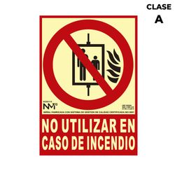 Placa de Extinção "Não utilizar em caso de incêndio" Classe A (Pvc 1mm) 21x30cm