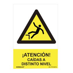 Placa de Perigo "Atenção a Quedas em Diferentes Níveis" (Pvc 0,7mm) 30x40cm