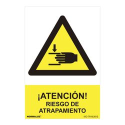 Placa de Perigo "Atenção Risco de Aprisionamento" (Pvc 0,7mm) 30x40cm