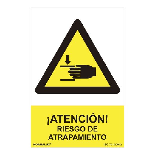Placa de Perigo "Atenção Risco de Aprisionamento" (Pvc 0,7mm) 30x40cm