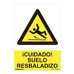 Placa de Perigo "Cuidado com Pisos Escorregadios" (Pvc 0,7mm) 30x40cm