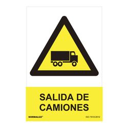 Placa de Perigo "Saída de Caminhão" (Pvc 0,7mm) 30x40cm