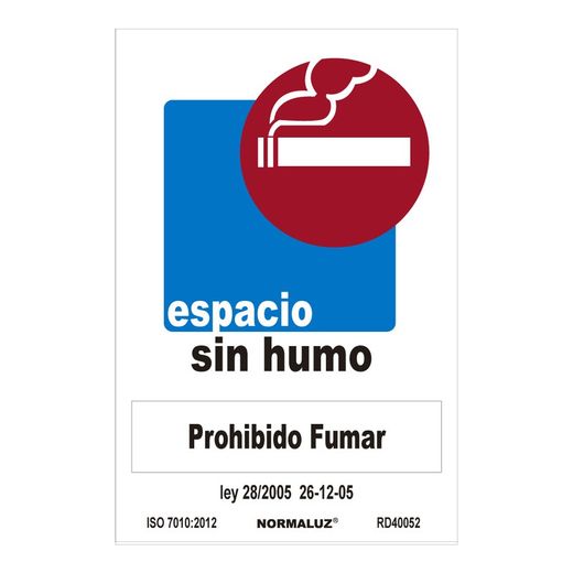 Placa de Proibição "Espaço Livre de Fumo" (Pvc 0,7mm) 30x40cm