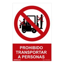 Señal Prohibido "Prohibido Transportar A Personas" (Pvc 0.7mm) 30x40cm
