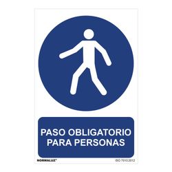 Placa de Uso Obrigatório "Passagem Obrigatória de Pessoas" (Pvc 0,7mm) 30x40cm