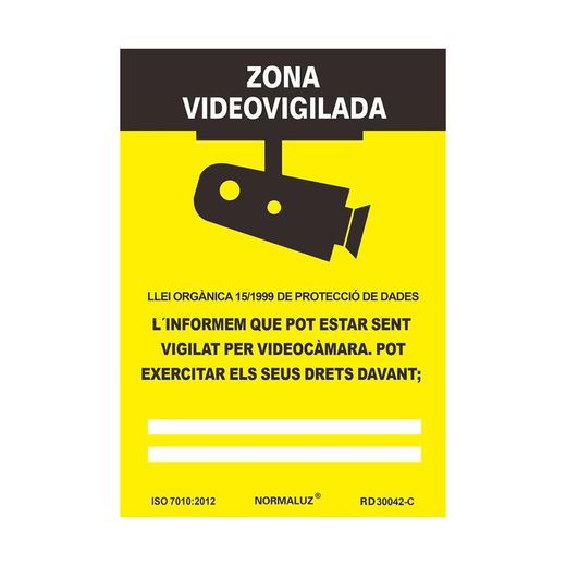 Sinal video 0.7mm 21x30cm da zona da vigilância do PVC