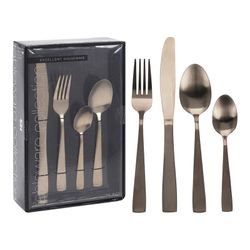 Conjunto de 16 talheres de ouro fosco premium
