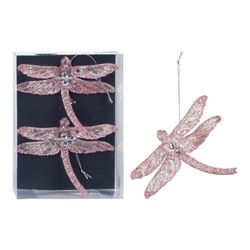 Conjunto 2uni. Decoração suspensa libélula rosa brilhante 10x1x17cm