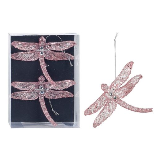 Conjunto 2uni. Decoração suspensa libélula rosa brilhante 10x1x17cm