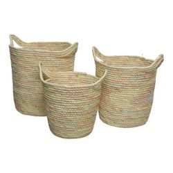 Conjunto de 3 Cestos Cor Areia