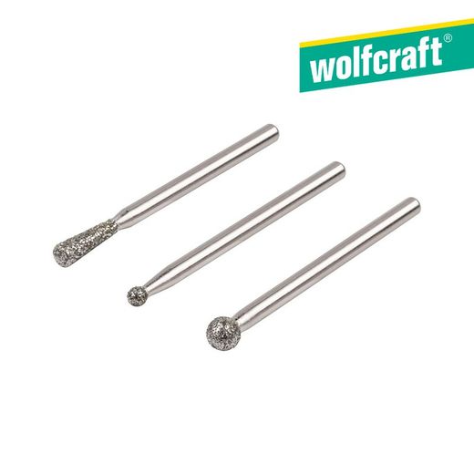 Conjunto de 3 rebolos diamantados esféricos e cônicos 5988000 Wolfcraft