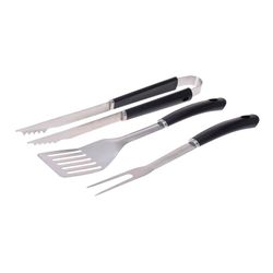 Set 3 Utensilios Para Barbacoa Pvc/Acero Inox Color Negro Edm