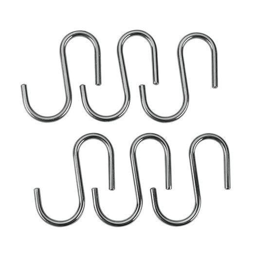 Conjunto de 6 Ganchos Cromados 'S' 'Lonardo' 6,5cm Metaltex