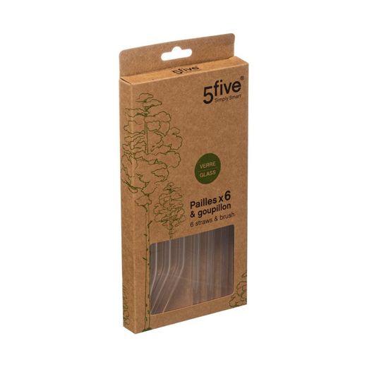 Conjunto de 6 Palhinhas de Vidro com Escova de Limpeza