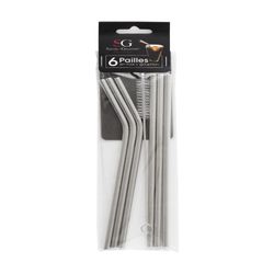 Set 6 Pajitas De Inox Con Cepillo De Limpieza